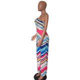 Casual Striped Halter Jumpsuit