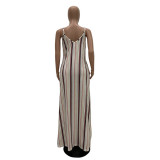 Spaghetti Strap Multi Color Maxi Dress