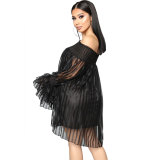 Boogie Nights Off Shoulder Dress - Black