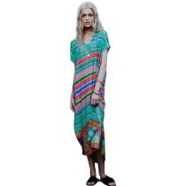 Cyan Striped Long Beach Robe