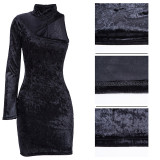 Solid Sexy One Sleeve Bodycon Mini Dress