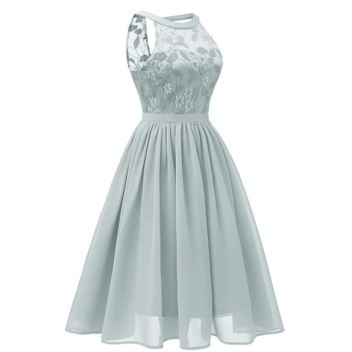Women's Vintage Floral Lace Round Collar Dress