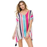 Colorful Striped Chiffon Cover Tunic