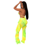 Casual Printed Mesh Two-piece Set with Panties