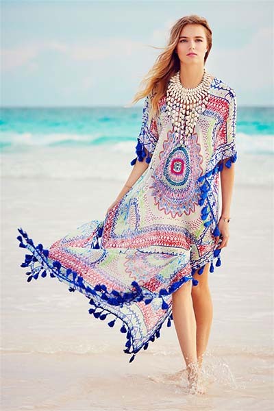 Women'S Cottons Caftan Swim Cover Up