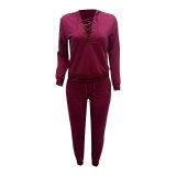 Eyelet Detail Strapped Hoodie Top and Pants