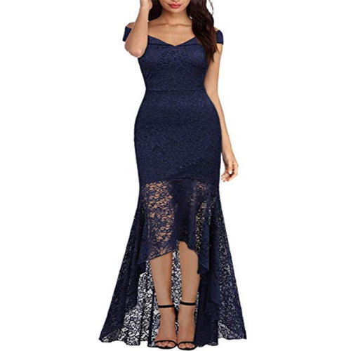 Women's Vintage Off Shoulder Floral Lace Evening Dress