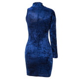 Solid Sexy One Sleeve Bodycon Mini Dress
