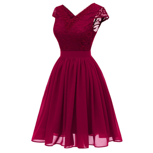 Lace Women's Vintage Short Sleeve Lace Dress