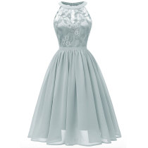 Women's Vintage Floral Lace Round Collar Dress