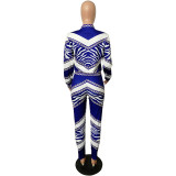 Casual Stitching Printed Sports Two Piece Outfits
