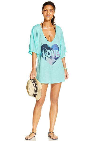 Love Print Empire Waist Cover Up L38281