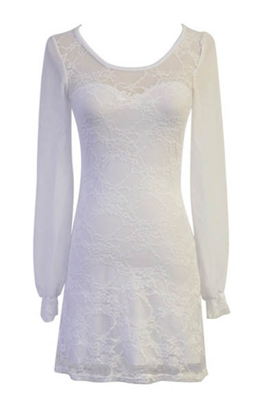 Long Sleeve White Minidress L2533