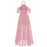 Women's Lace And Chiffon Long Swing Dress