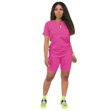 Solid Color Basic Shirt and Tight Shorts