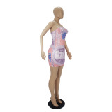 Sexy US Dollar Positioning Printed Tube Strapless Mini Dress