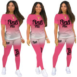 Casual Gradient Letter Sports Pant Set