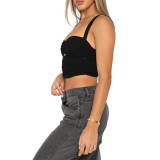 Fashion Pleated Cutout Camisole Top