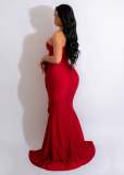 Drape Single Shoulder Side Slit Maxi Dress