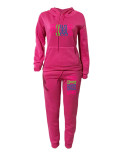 Women's Printing Casual Fashion Two-piece Hoodie Sweatshirt Set