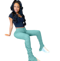 Solid Color Pleated Micro-flare Pants