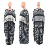 High Elasticity Softness Fat Woman Loose Positioning Printing Maxi Dress