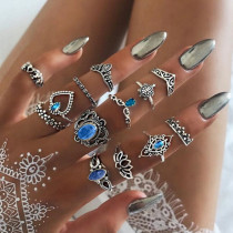 Openwork Lotus Vintage Rings Set of 15