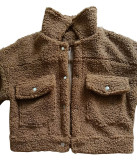 Fluffy Button Long Sleeve Jacket