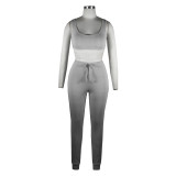 Sportswear 3 Piece Pants Sets Solid Ribbed Pit Track Jogging Sets