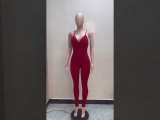Solid Color Ribbed Straps Padded Casual Yoga Bodycon Jumpsuits