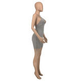 Solid Color Ribbed Straps Bodysuit