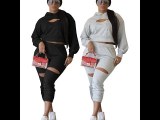 Solid Color Black Drop-shoulder Hooded Sweatshirt Thick Sweatpants Set