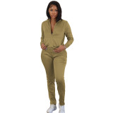 Women Khaki Pantsuit High Off Life Sweatpants Fall Clothes Sweat Suit Set