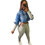 Sexy Washed Denim Jacket Crop Tops