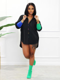 Casual Thread Stitching Colorful Button Cardigan Irregular Shirt