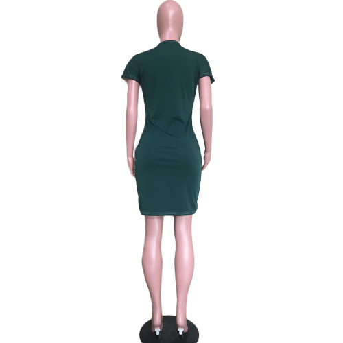 Sexy Short Sleeve Contrast Slit Club Dress