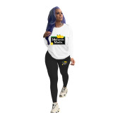 Women Two Piece Outfits Long Sleeve Top Long Pants Casual Printed Tracksuit Two-Piece Set