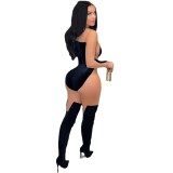 Gold Velvet Mesh Stitching Jumpsuit & Romper