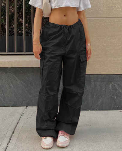 Women Cargo Pants Loose Straight Sweatpants Casual Long Drawstring Trousers