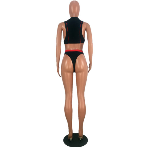 Lace-up Triangle Split Swimsuit