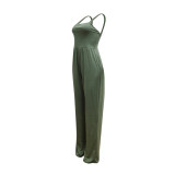 Women Solid Sling Pocket Straight Leg Jumpsuit