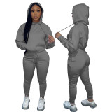 Autumn Winter Thick Drawstring Jogger Two Piece Sweatpants and Hoodie Set