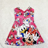 Sexy Loungewear Summer Cartoon Pattern Printed Spaghetti Strap Homewear Dress