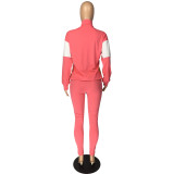 Casual Stitching Sports Long Pant Set