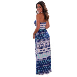 Casual Printed Strapless Maxi Dress
