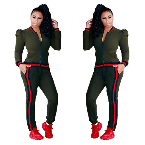 Casual Lantern Sleeve Cardigan Top and Pant