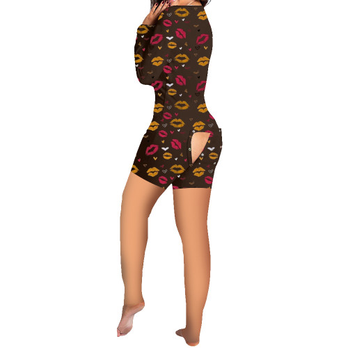 Valentine's Day Love Printed Home Jumpsuit