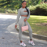 Sportswear 3 Piece Pants Sets Solid Ribbed Pit Track Jogging Sets