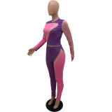 Casual Color Matching Printed Sports 2 Piece Set