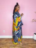 Autumn Long Sleeve Imitation Silk Printed Sun Protection Cape